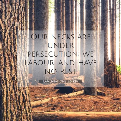 Picture 07 - Lamentations 5:5 KJV - Our necks are under persecution: we labour, and - Bible Verse Picture