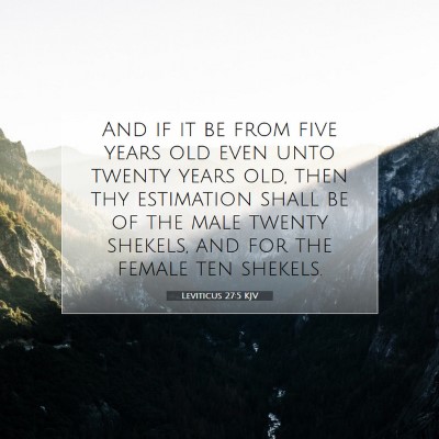 Picture 07 - Leviticus 27:5 KJV - And if it be from five years old even unto twenty - Bible Verse Picture