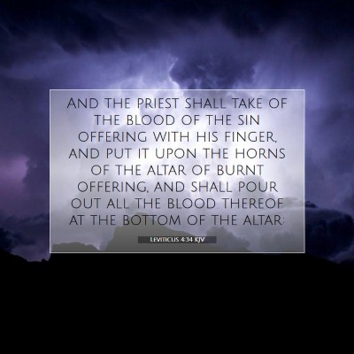 Picture 07 - Leviticus 4:34 KJV - And the priest shall take of the blood of the sin - Bible Verse Picture