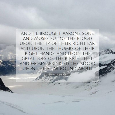 Picture 07 - Leviticus 8:24 KJV - And he brought Aaron's sons, and Moses put of the - Bible Verse Picture
