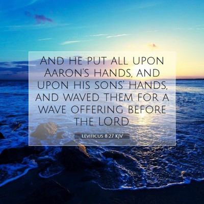 Picture 07 - Leviticus 8:27 KJV - And he put all upon Aaron's hands, and upon his - Bible Verse Picture