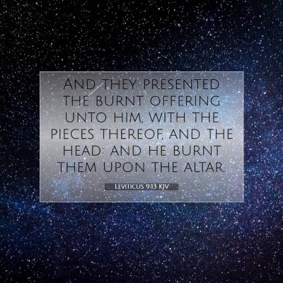 Picture 07 - Leviticus 9:13 KJV - And they presented the burnt offering unto him, - Bible Verse Picture
