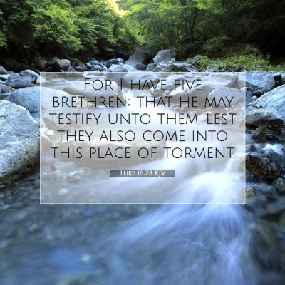 Picture 07 - Luke 16:28 KJV - For I have five brethren; that he may testify - Bible Verse Picture