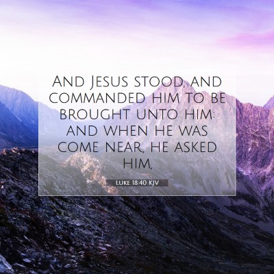 Picture 07 - Luke 18:40 KJV - And Jesus stood, and commanded him to be brought - Bible Verse Picture