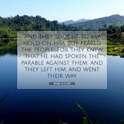 Picture 07 - Mark 12:12 KJV - And they sought to lay hold on him, but feared - Bible Verse Picture