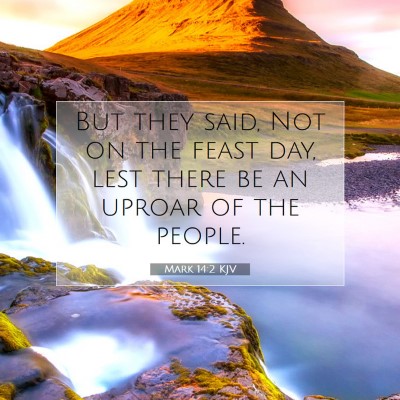 Picture 07 - Mark 14:2 KJV - But they said, Not on the feast day, lest there - Bible Verse Picture