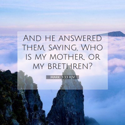 Picture 07 - Mark 3:33 KJV - And he answered them, saying, Who is my mother, - Bible Verse Picture