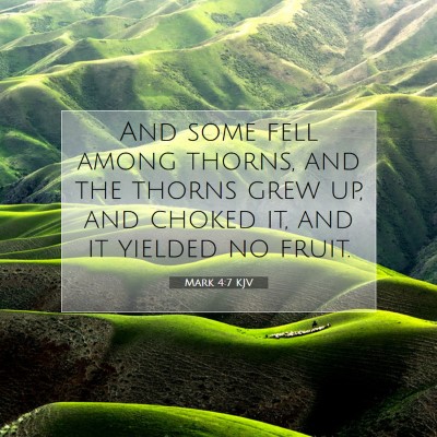 Picture 07 - Mark 4:7 KJV - And some fell among thorns, and the thorns grew - Bible Verse Picture