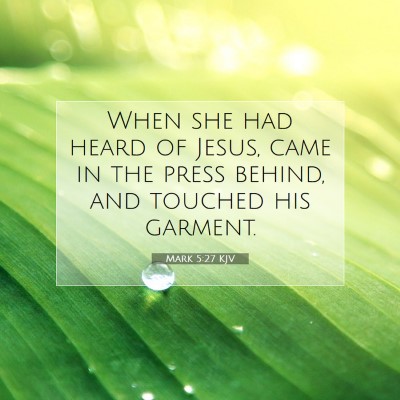 Picture 07 - Mark 5:27 KJV - When she had heard of Jesus, came in the press - Bible Verse Picture
