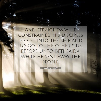 Picture 07 - Mark 6:45 KJV - And straightway he constrained his disciples to - Bible Verse Picture
