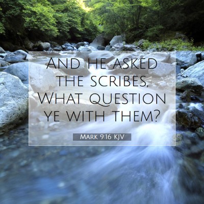 Picture 07 - Mark 9:16 KJV - And he asked the scribes, What question ye with - Bible Verse Picture