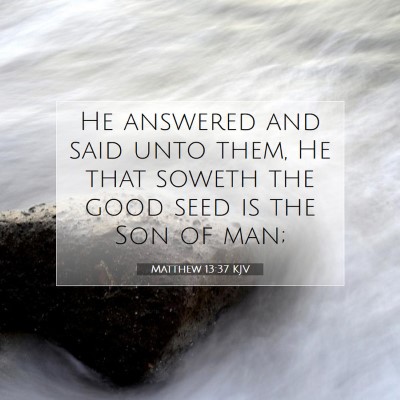 Picture 07 - Matthew 13:37 KJV - He answered and said unto them, He that soweth - Bible Verse Picture