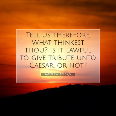 Picture 07 - Matthew 22:17 KJV - Tell us therefore, What thinkest thou? Is it - Bible Verse Picture