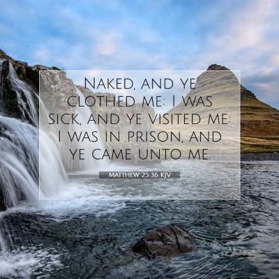 Picture 07 - Matthew 25:36 KJV - Naked, and ye clothed me: I was sick, and ye - Bible Verse Picture