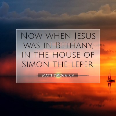 Picture 07 - Matthew 26:6 KJV - Now when Jesus was in Bethany, in the house of - Bible Verse Picture