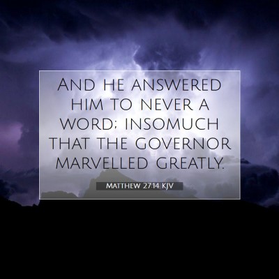 Picture 07 - Matthew 27:14 KJV - And he answered him to never a word; insomuch - Bible Verse Picture