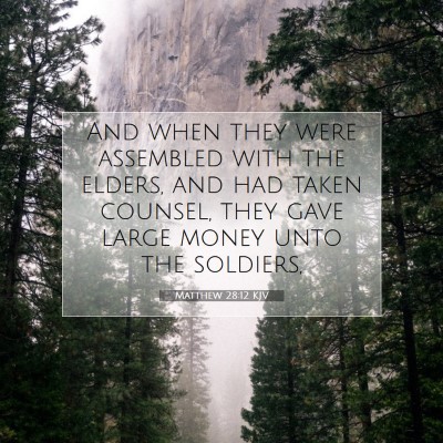 Picture 07 - Matthew 28:12 KJV - And when they were assembled with the elders, and - Bible Verse Picture