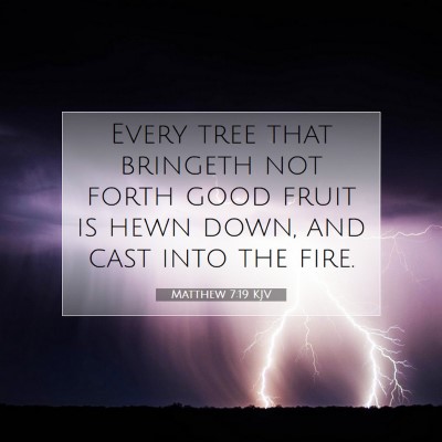Picture 07 - Matthew 7:19 KJV - Every tree that bringeth not forth good fruit is - Bible Verse Picture