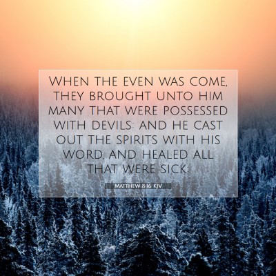 Picture 07 - Matthew 8:16 KJV - When the even was come, they brought unto him - Bible Verse Picture