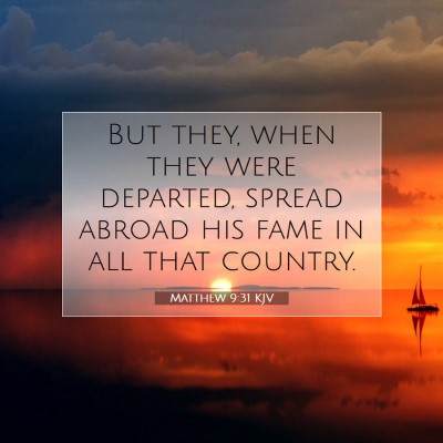 Picture 07 - Matthew 9:31 KJV - But they, when they were departed, spread abroad - Bible Verse Picture