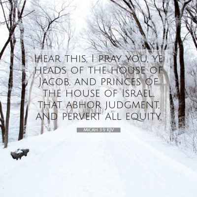 Picture 07 - Micah 3:9 KJV - Hear this, I pray you, ye heads of the house of - Bible Verse Picture