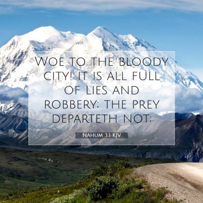 Picture 07 - Nahum 3:1 KJV - Woe to the bloody city! it is all full of lies - Bible Verse Picture
