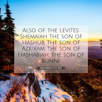 Picture 07 - Nehemiah 11:15 KJV - Also of the Levites: Shemaiah the son of Hashub, - Bible Verse Picture