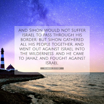 Picture 07 - Numbers 21:23 KJV - And Sihon would not suffer Israel to pass through - Bible Verse Picture