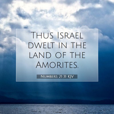 Picture 07 - Numbers 21:31 KJV - Thus Israel dwelt in the land of the - Bible Verse Picture