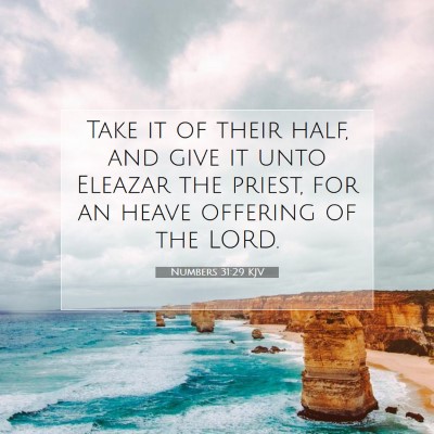 Picture 07 - Numbers 31:29 KJV - Take it of their half, and give it unto Eleazar - Bible Verse Picture