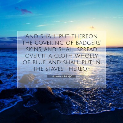 Picture 07 - Numbers 4:6 KJV - And shall put thereon the covering of badgers' - Bible Verse Picture