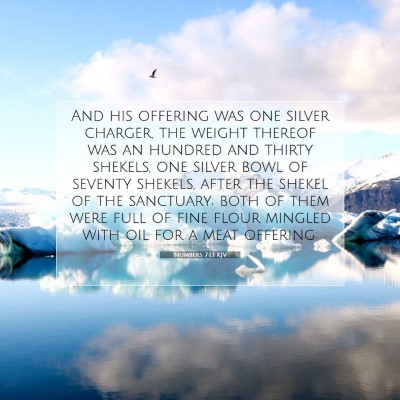 Picture 07 - Numbers 7:13 KJV - And his offering was one silver charger, the - Bible Verse Picture