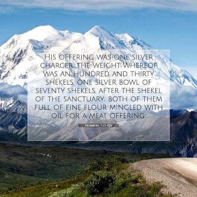 Picture 07 - Numbers 7:25 KJV - His offering was one silver charger, the weight - Bible Verse Picture