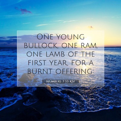 Picture 07 - Numbers 7:33 KJV - One young bullock, one ram, one lamb of the first - Bible Verse Picture