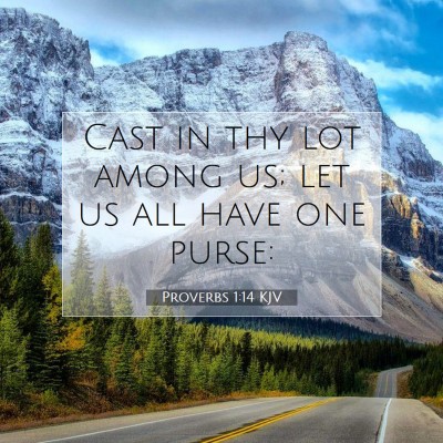 Picture 07 - Proverbs 1:14 KJV - Cast in thy lot among us; let us all have one - Bible Verse Picture
