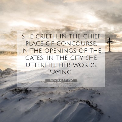 Picture 07 - Proverbs 1:21 KJV - She crieth in the chief place of concourse, in - Bible Verse Picture