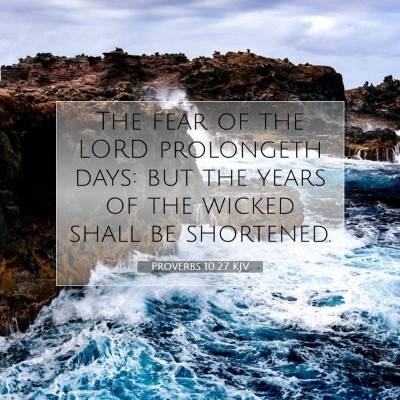 Picture 07 - Proverbs 10:27 KJV - The fear of the LORD prolongeth days: but the - Bible Verse Picture