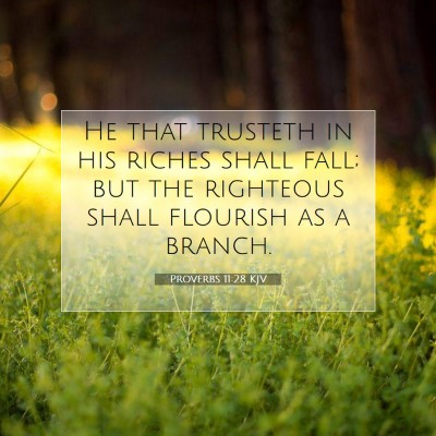 Picture 07 - Proverbs 11:28 KJV - He that trusteth in his riches shall fall; but - Bible Verse Picture