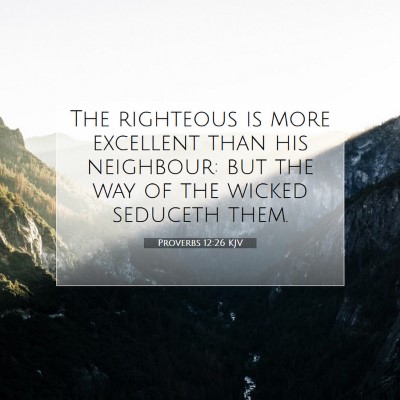 Picture 07 - Proverbs 12:26 KJV - The righteous is more excellent than his - Bible Verse Picture