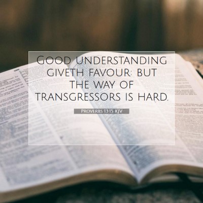 Picture 07 - Proverbs 13:15 KJV - Good understanding giveth favour: but the way of - Bible Verse Picture