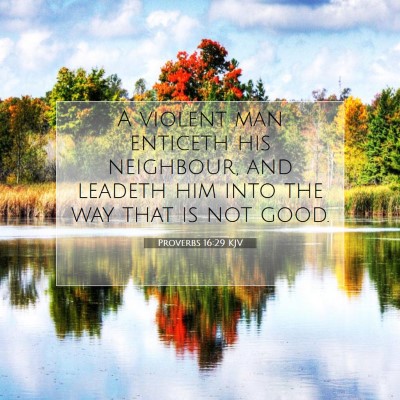 Picture 07 - Proverbs 16:29 KJV - A violent man enticeth his neighbour, and leadeth - Bible Verse Picture