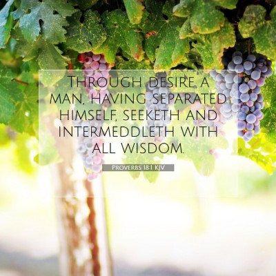 Picture 07 - Proverbs 18:1 KJV - Through desire a man, having separated himself, - Bible Verse Picture