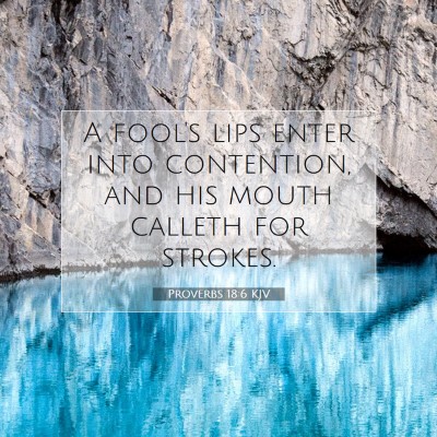 Picture 07 - Proverbs 18:6 KJV - A fool's lips enter into contention, and his - Bible Verse Picture