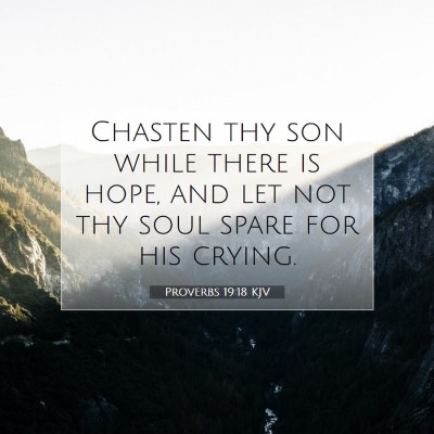 Picture 07 - Proverbs 19:18 KJV - Chasten thy son while there is hope, and let not - Bible Verse Picture