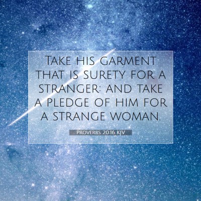 Picture 07 - Proverbs 20:16 KJV - Take his garment that is surety for a stranger: - Bible Verse Picture