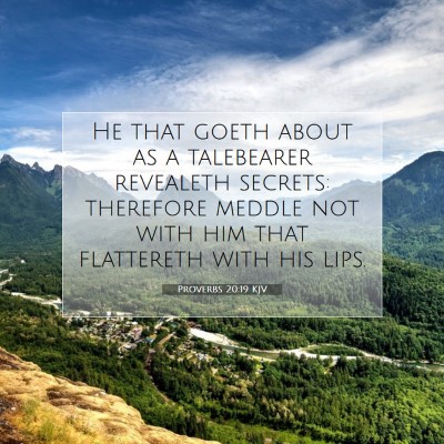 Picture 07 - Proverbs 20:19 KJV - He that goeth about as a talebearer revealeth - Bible Verse Picture