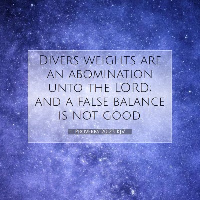 Picture 07 - Proverbs 20:23 KJV - Divers weights are an abomination unto the LORD; - Bible Verse Picture