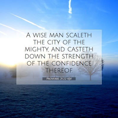 Picture 07 - Proverbs 21:22 KJV - A wise man scaleth the city of the mighty, and - Bible Verse Picture