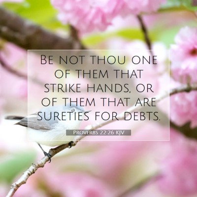 Picture 07 - Proverbs 22:26 KJV - Be not thou one of them that strike hands, or of - Bible Verse Picture