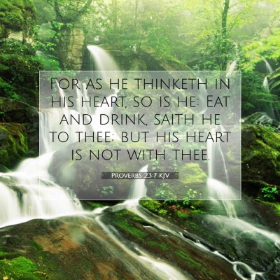 Picture 07 - Proverbs 23:7 KJV - For as he thinketh in his heart, so is he: Eat - Bible Verse Picture